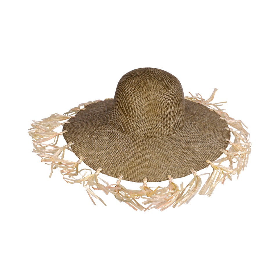 Givenchy Couture Runway Straw Hat, Cellophane Fringe