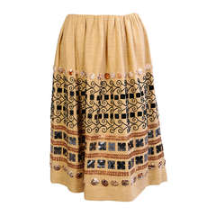 Oscar de la Renta Resort 2006 Beaded & Embroidered Linen Skirt