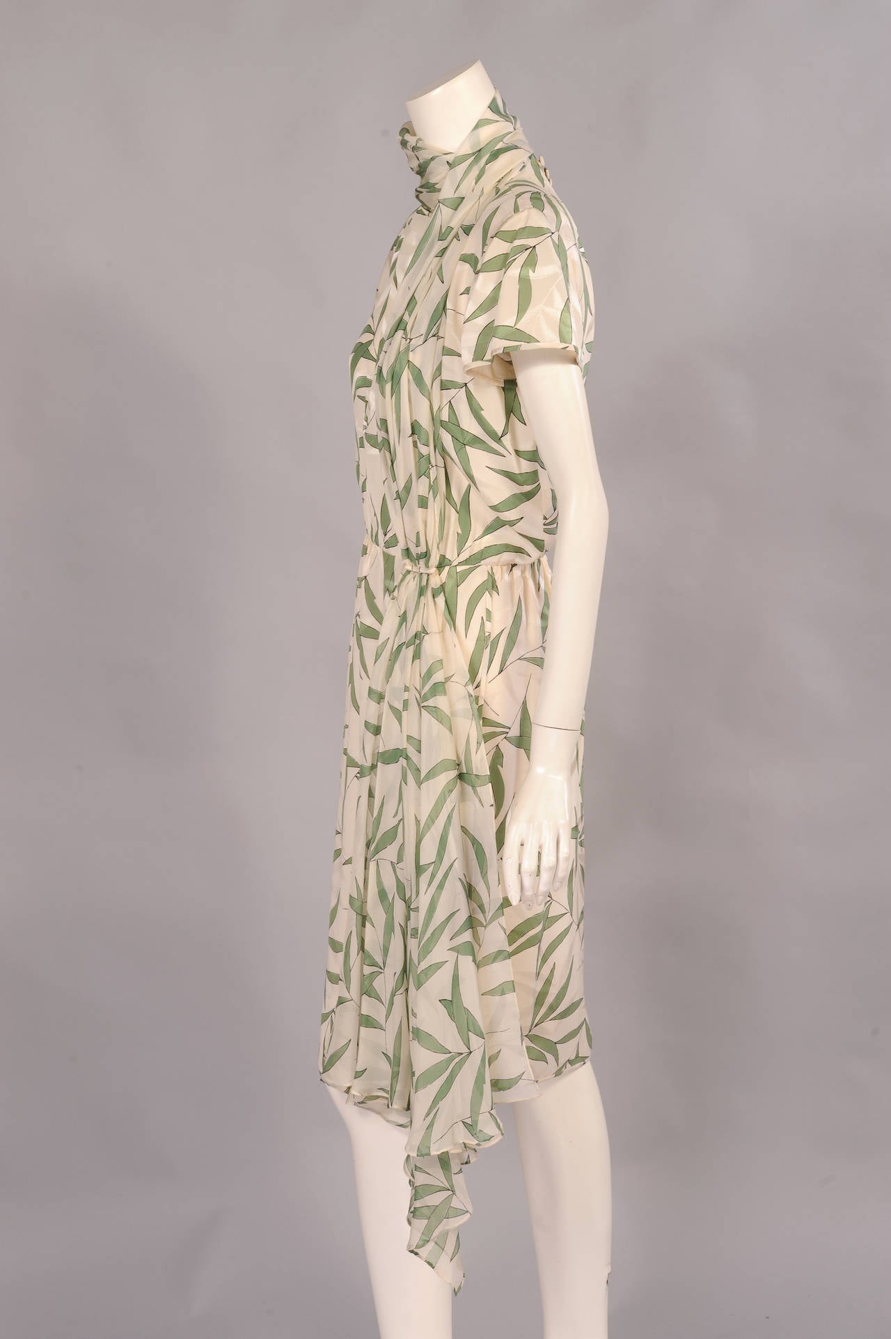 Valentino Bamboo Print Silk Dress In Excellent Condition In New Hope, PA