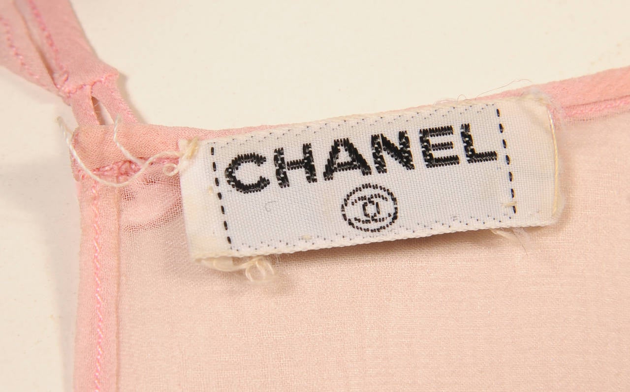 Women's Chanel Ruffled Pink Silk Georgette Blouse