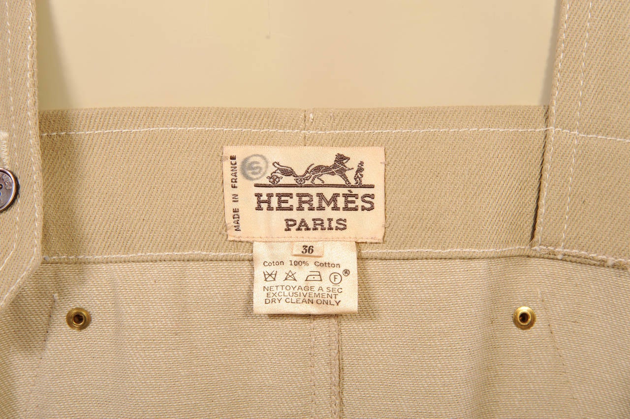 Women's Hermes Natural cotton Twill Apron Wrap Dress, Never Worn