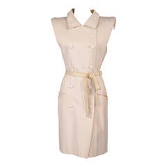 Yves Saint Laurent Haute Couture White Pique Summer Dress 9