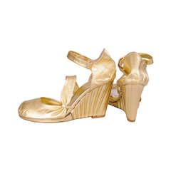 Givenchy Haute Couture Metallic Gold Wedge Heels, Never Worn
