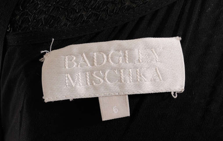 Badgley Mischka Beaded Black Silk Chiffon Dress For Sale 2