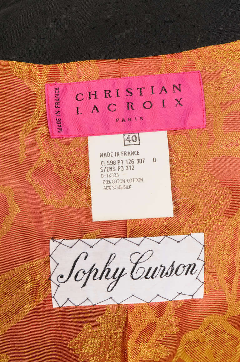 Women's Christian Lacroix Black Silk Suit For Sale