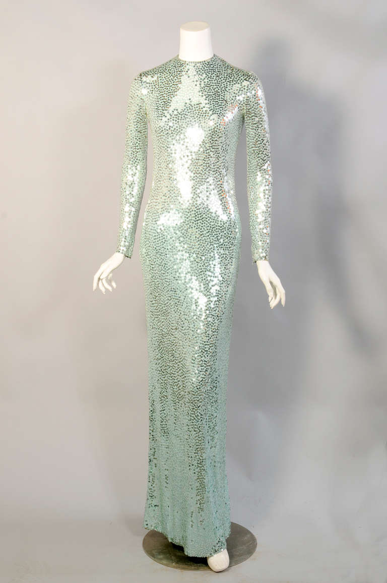 Norman Norell Sea Green Mermaid Gown ex Collection of Denise In Excellent Condition In New Hope, PA