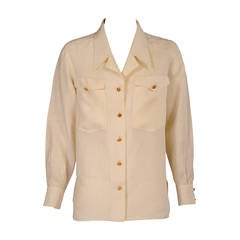 Chanel Cream Linen Blouse 6