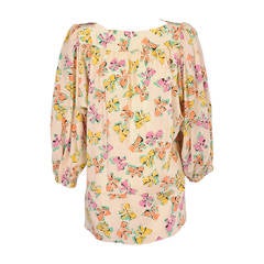 Chanel Pastel Bow Printed Silk Blouse