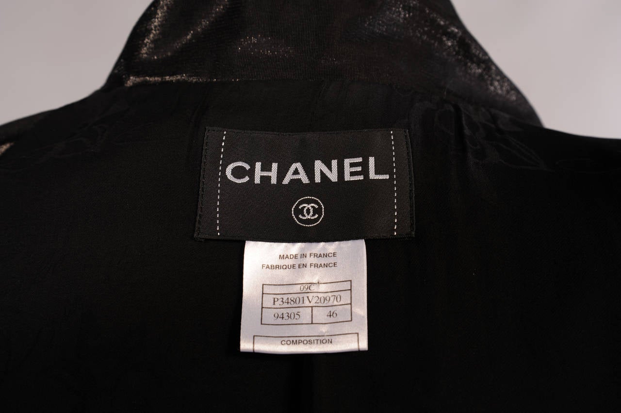 Women's Chanel  Double Breasted Black Jacket, Rare Larger Size
