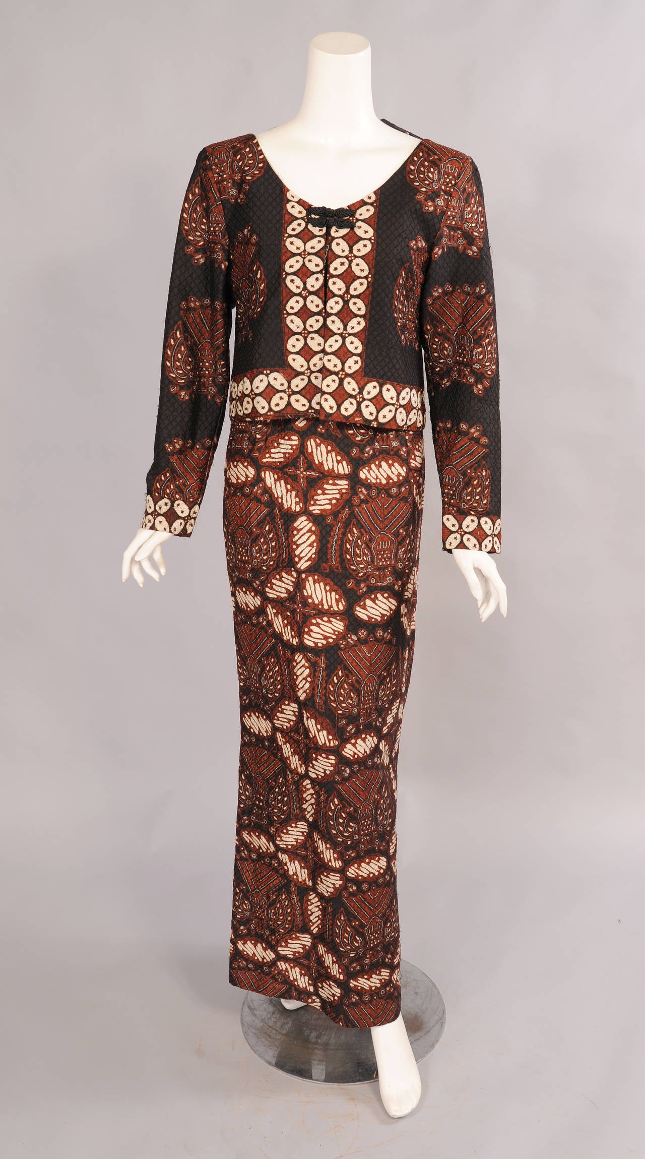 Indonesian Silk Batik  Dress and Jacket For Sale at 1stdibs