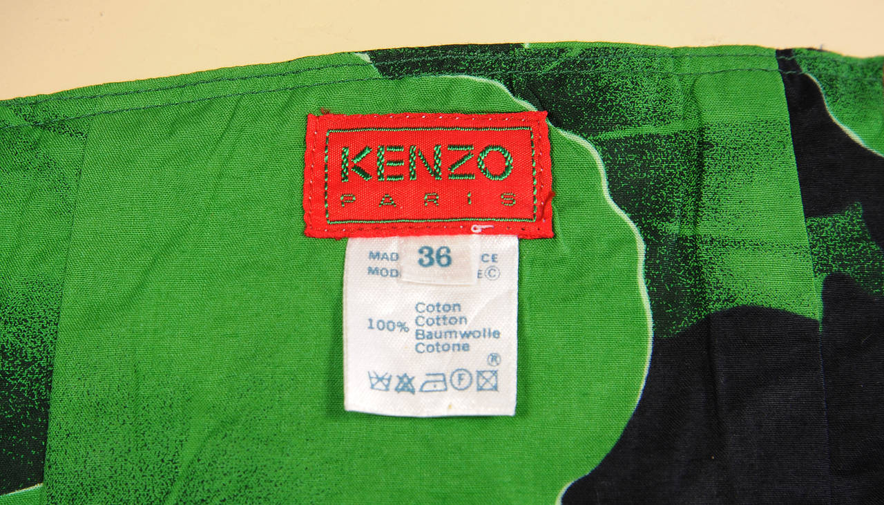 Kenzo Corseted Cotton Skirt, Lily Pad Print In Excellent Condition In New Hope, PA