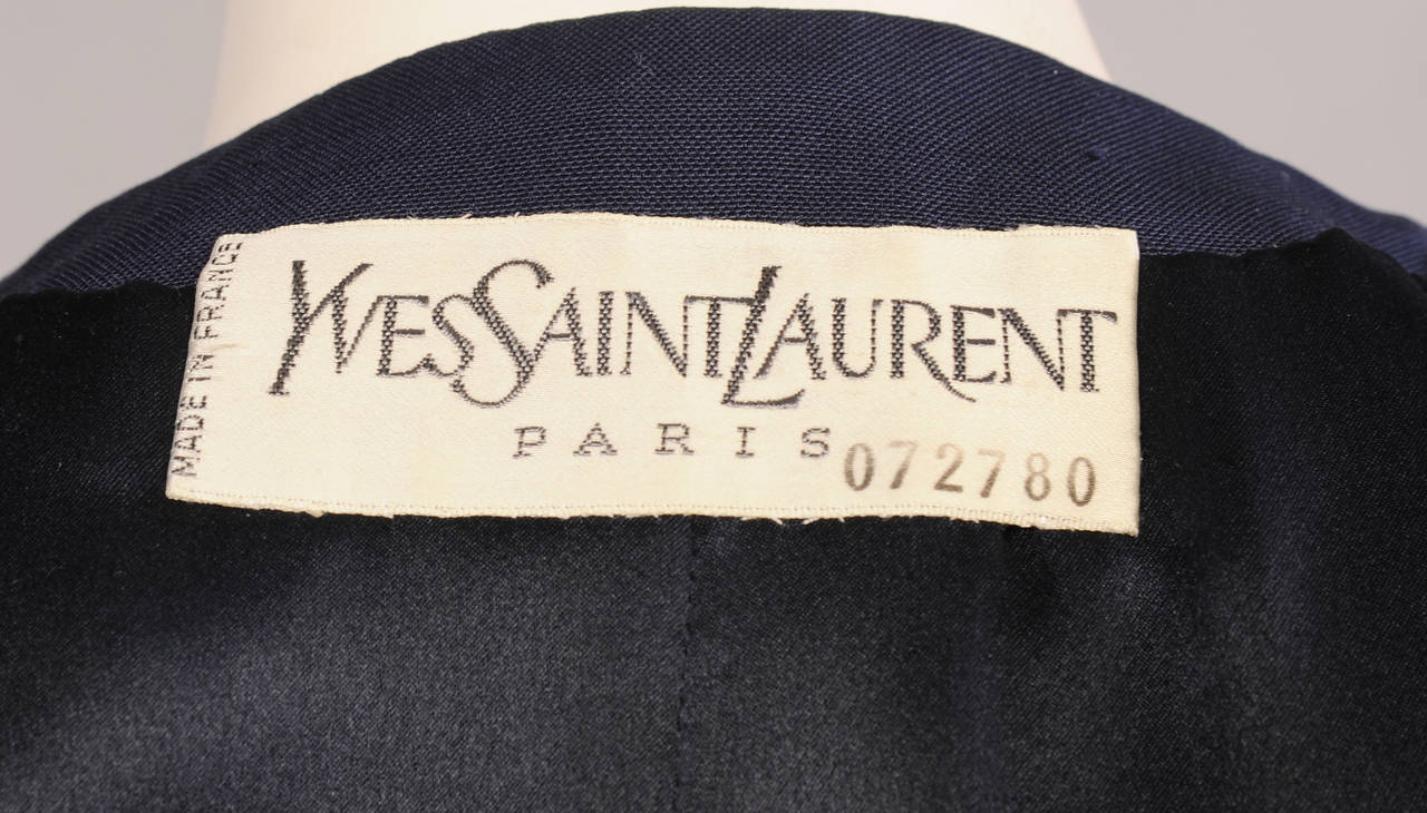 Yves Saint Laurent Navy Blue Silk Haute Couture Ensemble For Sale at ...