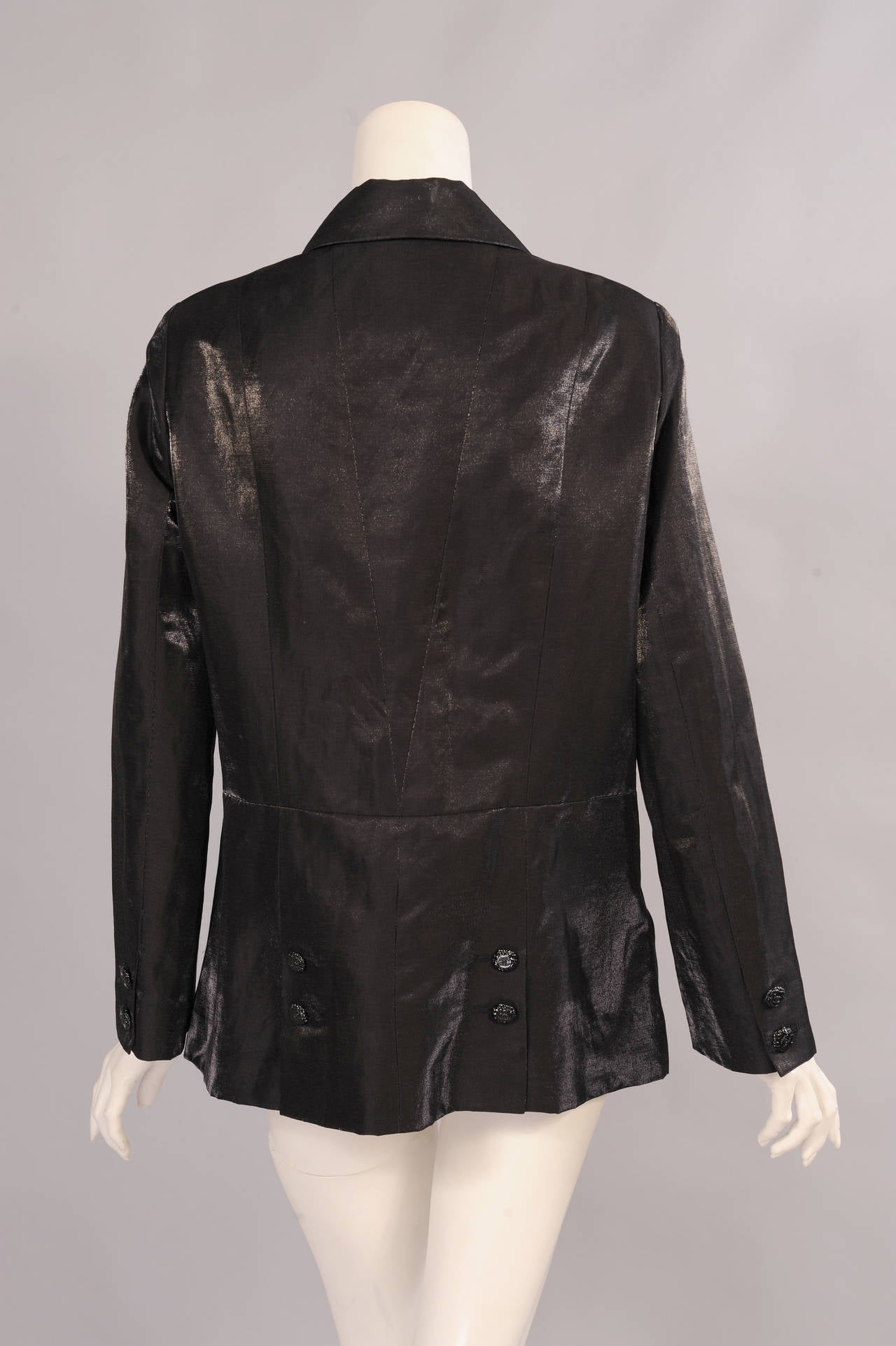 Chanel  Double Breasted Black Jacket, Rare Larger Size In Excellent Condition In New Hope, PA