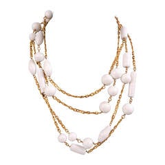 Chanel Long White Poured Glass Bead Necklace 10