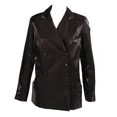 Chanel Double Breasted Black Jacket, Rare Larger Size 5