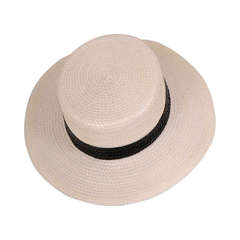 Givenchy Couture White Straw Boater with Black Straw Hatband 10