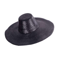 Givenchy Couture Black Straw Broad Brimmed Hat 1