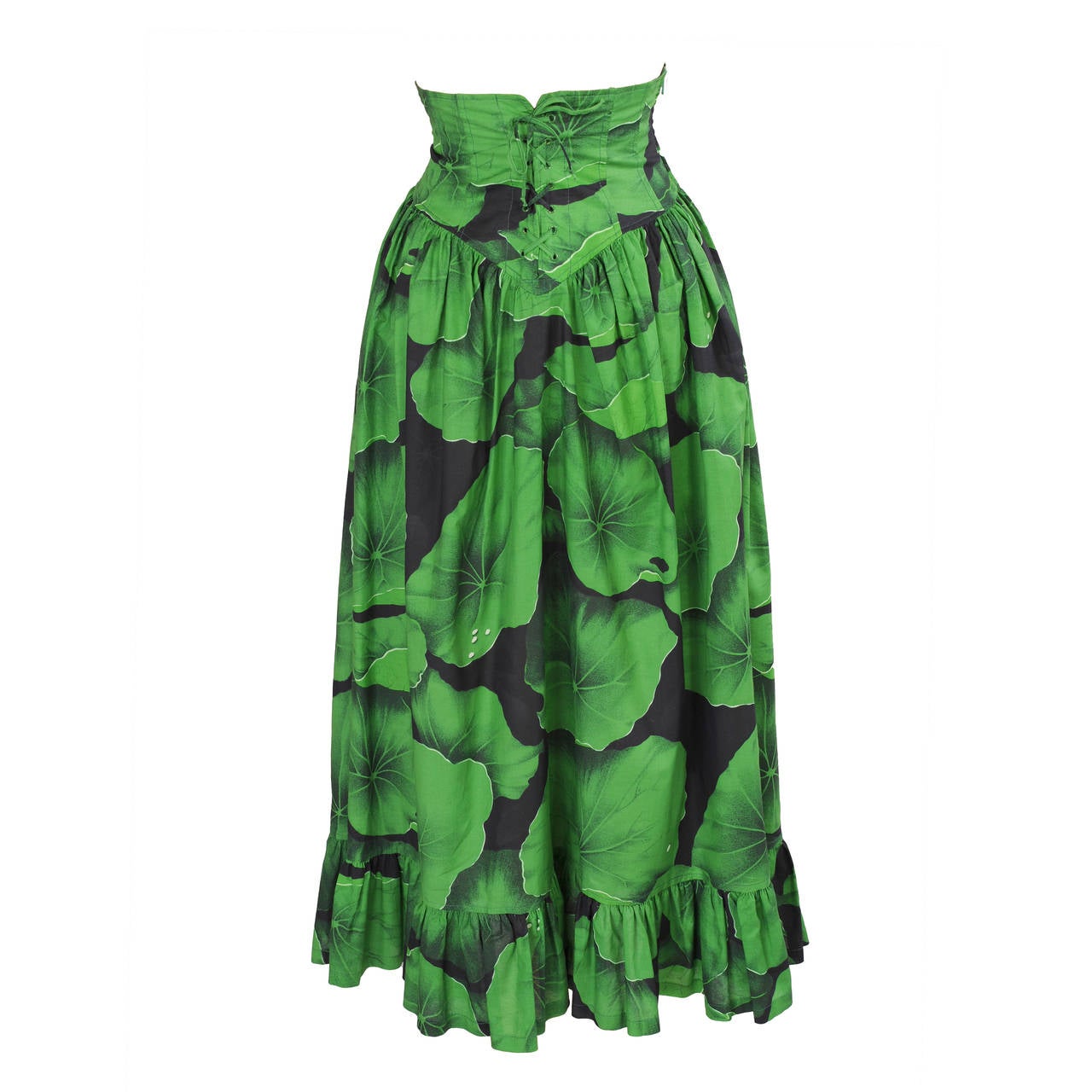 Kenzo Corseted Cotton Skirt, Lily Pad Print