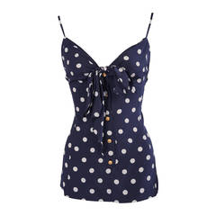 Chanel Camisole top, Navy & White Polka Dot