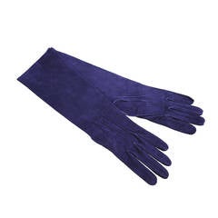 Chanel Navy Blue Suede Gloves, Never Worn