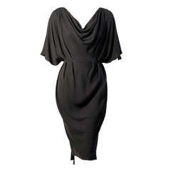 Madame Gres Attribution, Sexy Black Silk Dress with Amazing Back Interest