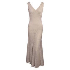Vintage 1930's Bias Cut White Lace Evening Dress