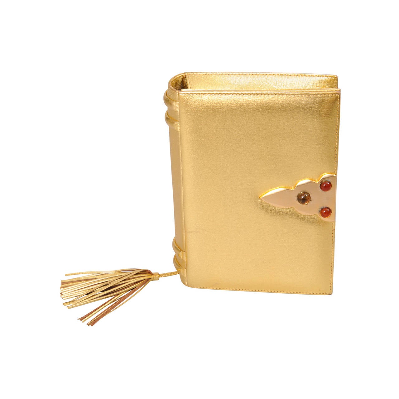 Paloma Picasso Gold Book Bag, Jeweled Clasp at 1stDibs gold book bags