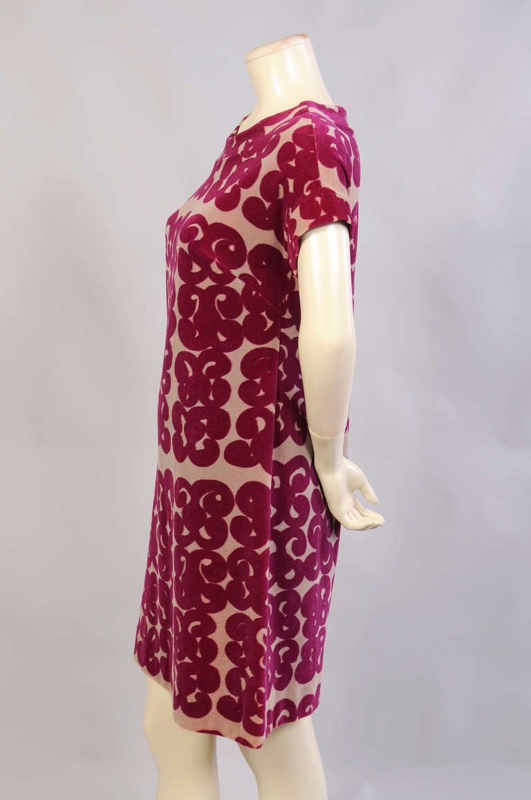 Marimekko Tarha Pattern Cotton Velour Dress In Excellent Condition In New Hope, PA