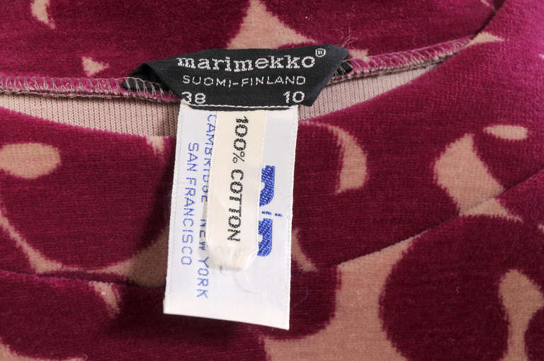 Marimekko Tarha Pattern Cotton Velour Dress 1