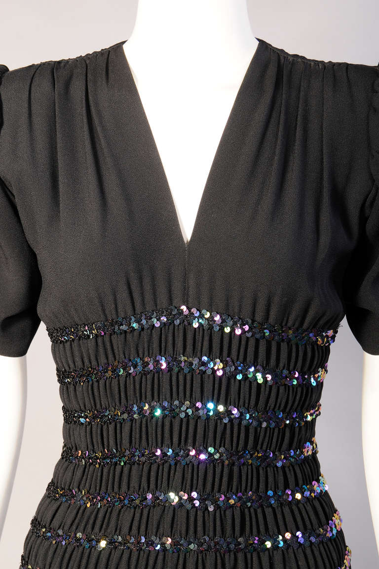 Yves Saint Laurent 1940's Inspired Beaded Dress In Excellent Condition In New Hope, PA
