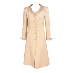 Pierre Balmain Haute Couture Coat & Dress Ensemble Hand Loomed Wool & Silk