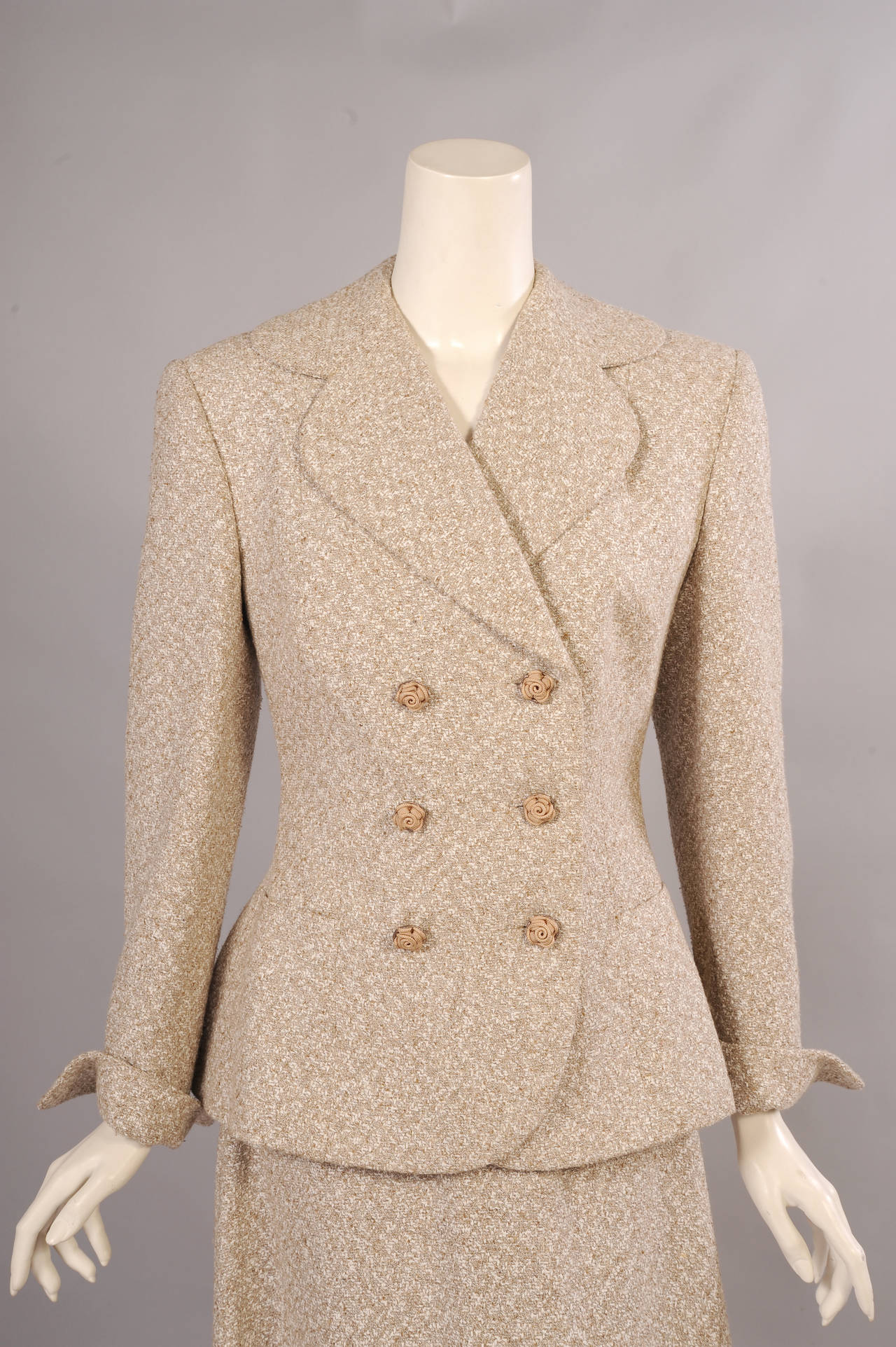 M M Tailleurs, Paris Couture Quality Tweed Evening Suit For Sale at 1stdibs