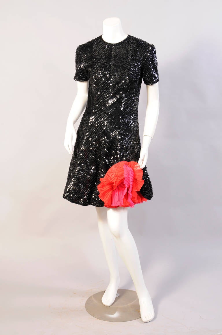 Bob Mackie Beaded Dress with a Colorful Flamenco Ruffle