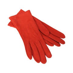 Chanel Orange Suede gloves, Silk Lined, Never Worn