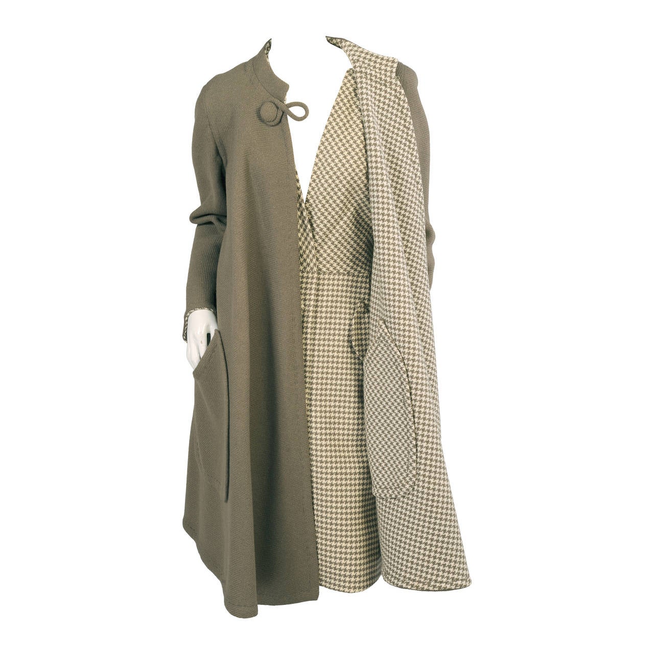 Sybil Connolly Olive Green Reversible Irish Wool Coat and Matching Dress