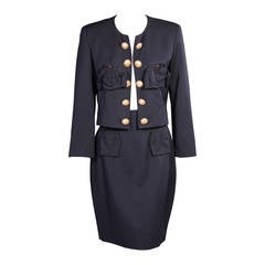 Iconic & Ironic Moschino Couture Suit, Chanel Inspired Suit Pockets 7
