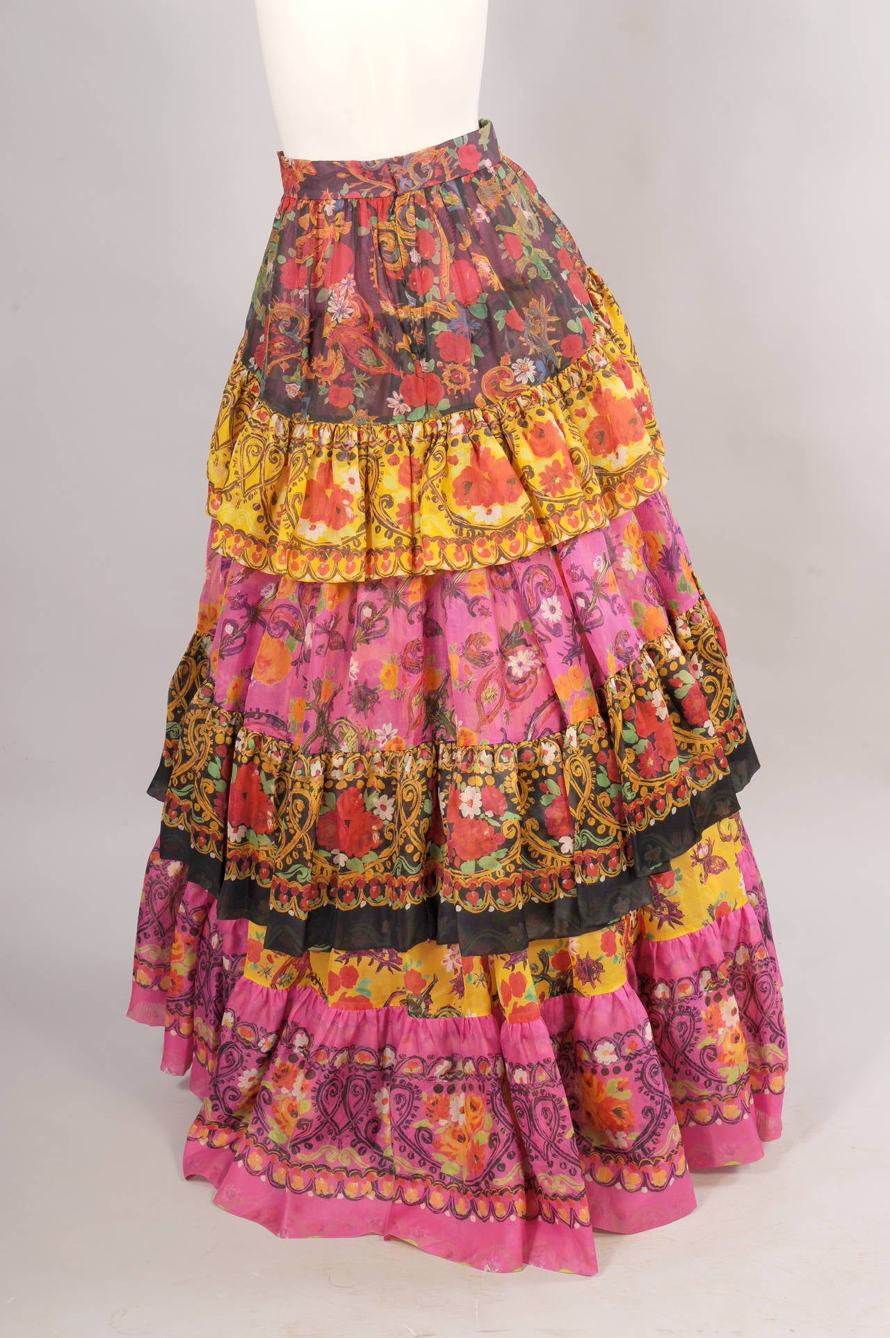 Christian Lacroix Tiered Silk Skirt In Excellent Condition In New Hope, PA