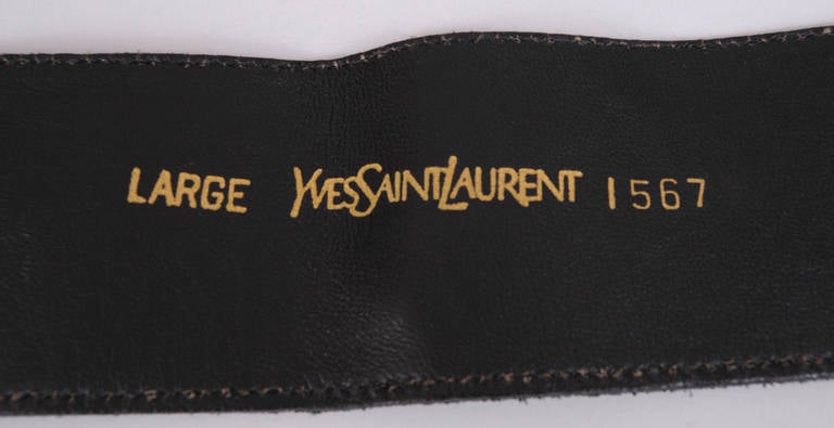 Black Yves Saint Laurent Elaborate Mixed Metal Buckle & Suede Belt