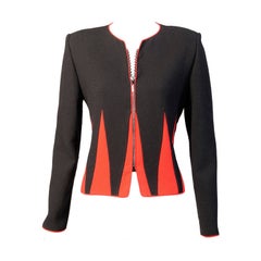 Graphic Red and Black Jacket with Swarovski Crystal Zipper