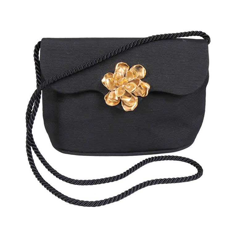Yves Saint Laurent Silk Faille Bag with Floral Decoration