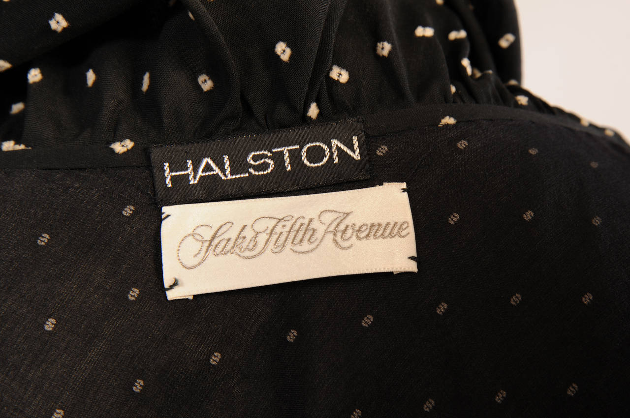 Women's Halston 1970's Ruffled Wrap Dress Dotted Swiss Fabric