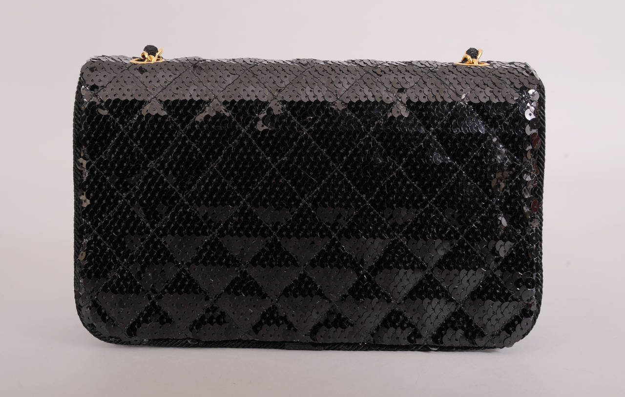 black sparkly chanel bag