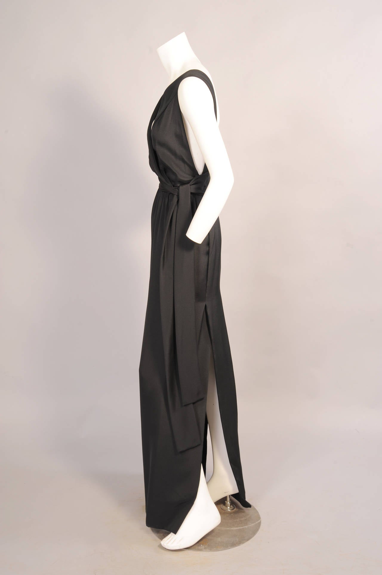 Givenchy Haute Couture Black Silk Evening Dress with Bare  Back