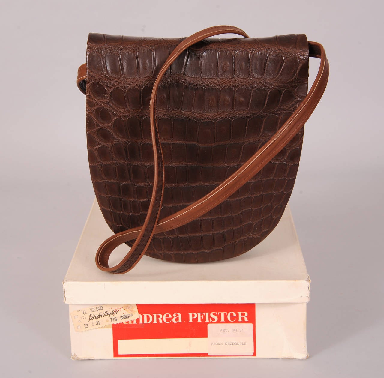 Andrea Pfister Matte Brown Crocodile Bag, Never Used In New Condition In New Hope, PA