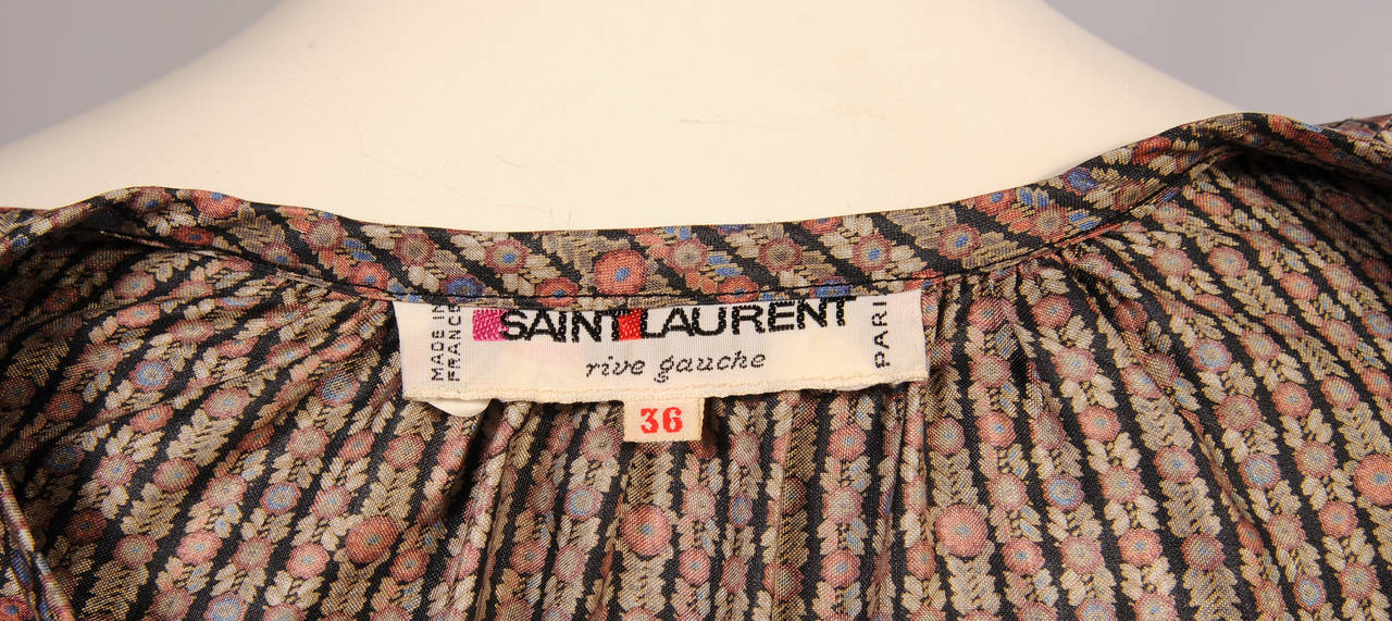 Women's Yves Saint Laurent 1970's Russian Collection Two Piece Silk Dress