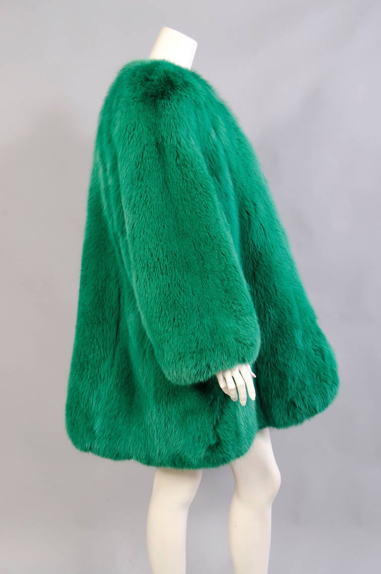 Givenchy Haute Couture Runway Worn Green Fox Jacket In Excellent Condition In New Hope, PA