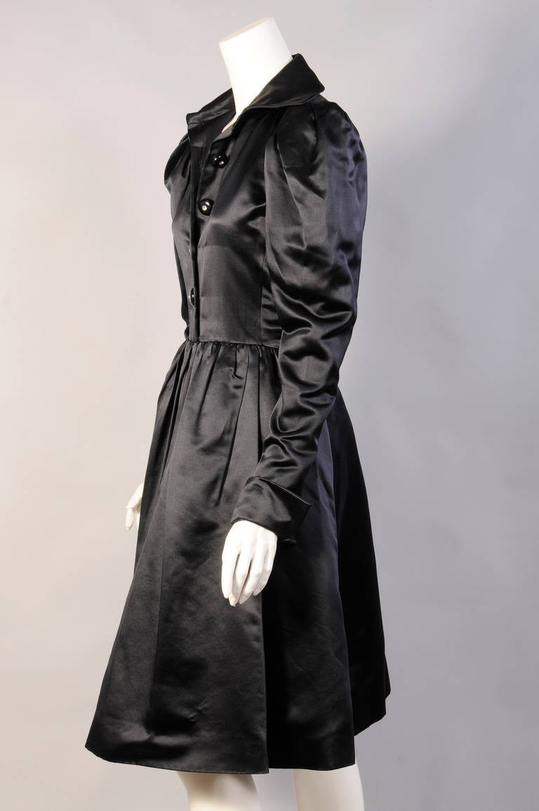 Yves Saint Laurent Numbered Haute Couture Black Satin Evening Dress In Excellent Condition In New Hope, PA