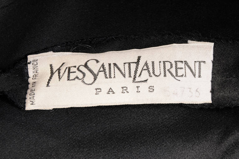 Yves Saint Laurent Haute Couture Black Satin Evening Dress For Sale at ...
