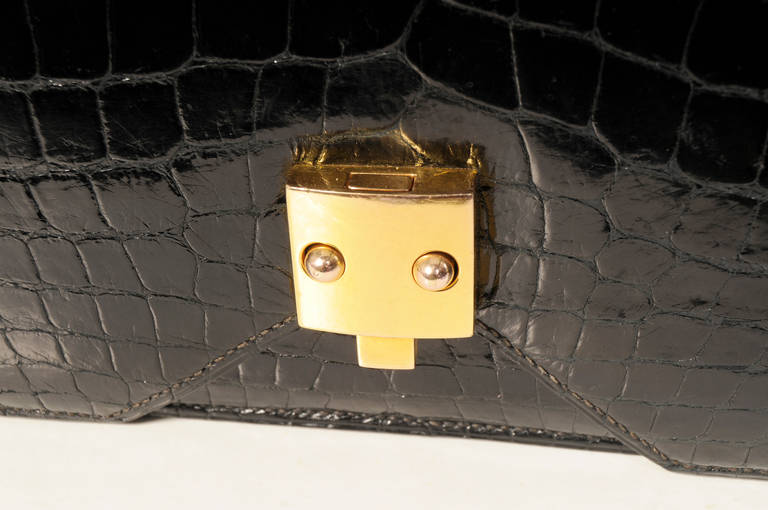 Women's Hermes Vintage Black Crocodile Handbag