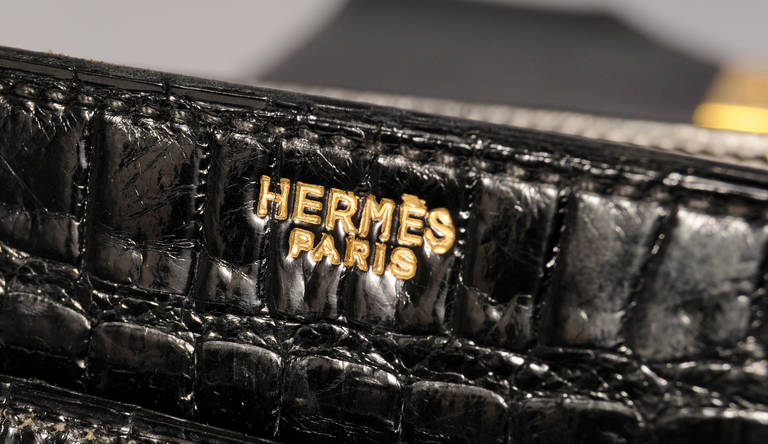 Hermes Vintage Black Crocodile Handbag 1